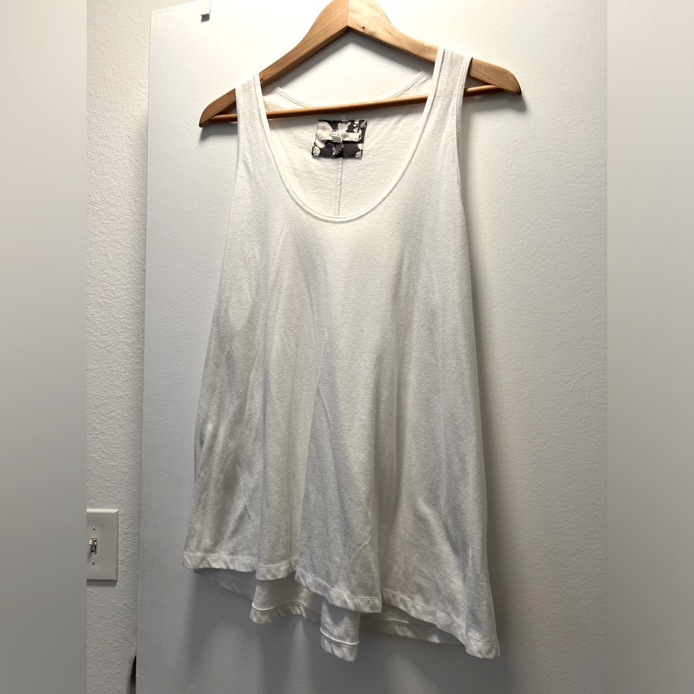 Pure + Good (Anthropologie) white cotton blend tanks, Size L